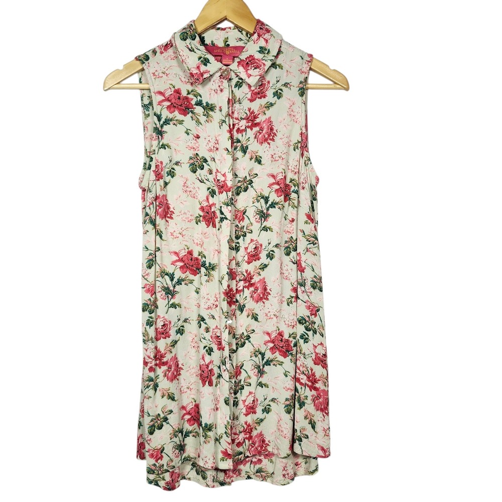 April Cornell Floral Tunic Women's Size Small Sleeveless Button Down Top